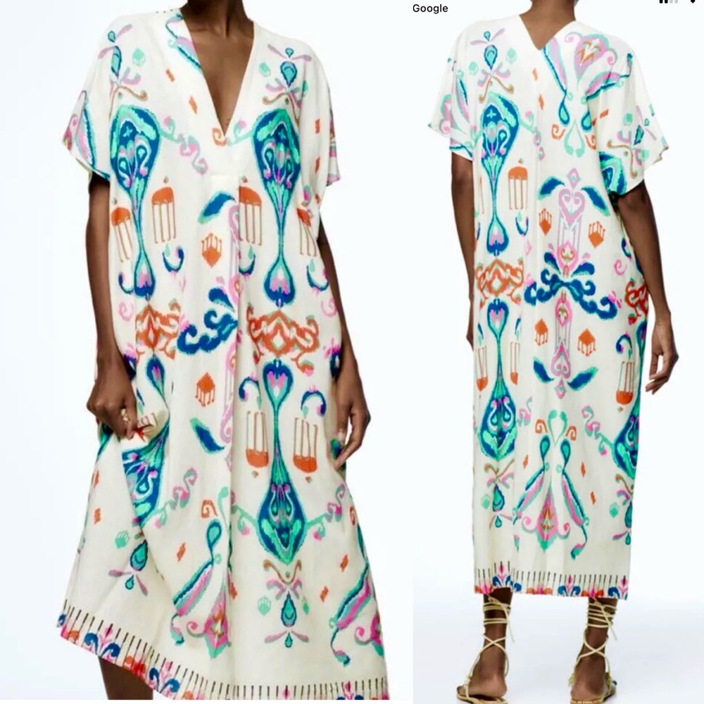 Zara Multicolor Printed Midi Dress
